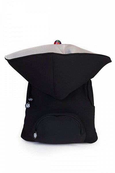 Morikukko Rucsac de școală mare, negru, gri, ușor - cu glugă detașabilă