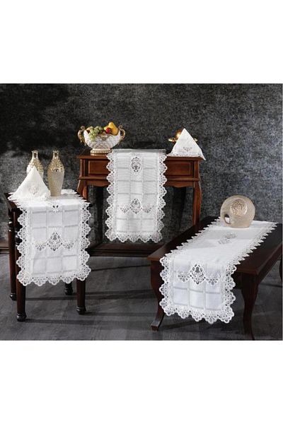 Çeyiz Diyarı Σετ σαλονιού Sahra Cream Color 5 τεμαχίων