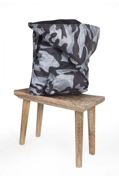 Deriderim Rucsac mare pentru școală - model gri camo cu glugă detașabilă, ușor