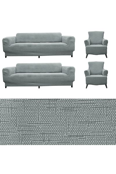 Faiend Star Patterned Jacquard Flexible Sofa - 3/3/1 Sofa Cover Set