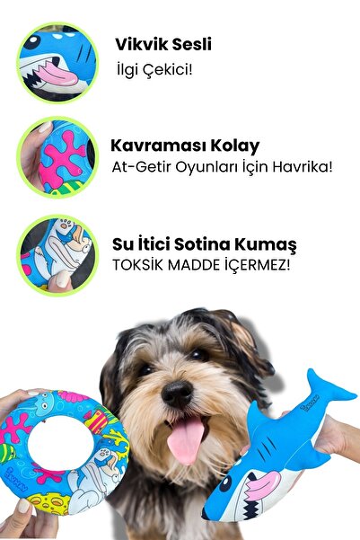 Havhav Sahil HavHavları Köpek Oyuncak Seti - Fular, Sesli Peluş Köpek Balığı, Peluş Simit Köpek Oyuncakları