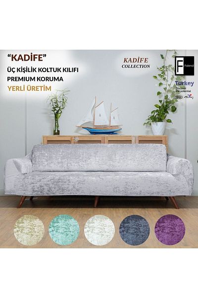 Faiend Velvet 3 3 1 1 Γκρι ελαστικό κάλυμμα καναπέ |   Ελαστικό κάλυμμα καθίσματος |   Κάλυμμα καθίσματος