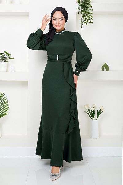 ModaMerve Emerald Flounce Hijab φόρεμα - 1225PL940-M