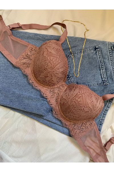 ROZENİN LINGERIE Lace Large Size Non-Support Empty C Cup Bra
