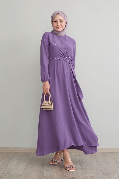 InStyle Šeříkově perlové šaty Ayrobin - přední zavazování