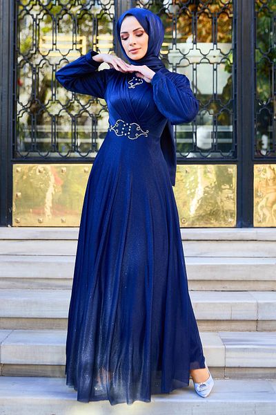TOFİSA 11365-navy blue Evening Dress