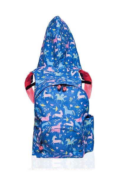 Deriderim Rucsac albastru cu model unicorn Morikukko - glugă detașabilă, înapoi la școală