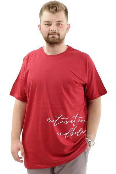 ModeXL Ανδρικό βαμβακερό μπλουζάκι BELIEF U24085 Claret Red - Απαλή υφή, Oversize