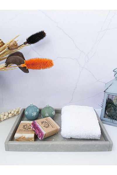 KYRDESIGN Quartz Tundra Gray Marble Tray & Presentation Holder