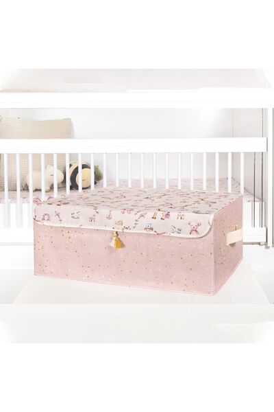 Faiend Cutie multifuncțională cu ciucuri pentru bebeluși cu capac Organizator pentru cameră pentru bebeluși Cutie de bază organizată