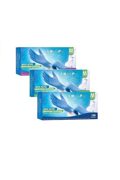 Has-Pet Haspet Powder-Free Blue Nitrile 3 X 100 ( M ) Size