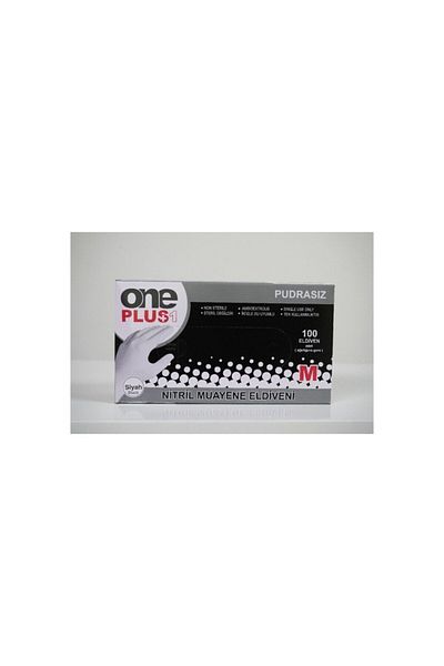 Oneplus One Plus Black Nitrile Gloves Size M 100 Pcs