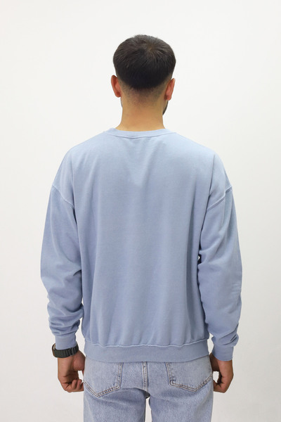 Diop Eskitme Desenli Unisex Sıfır Yaka SweatShirt