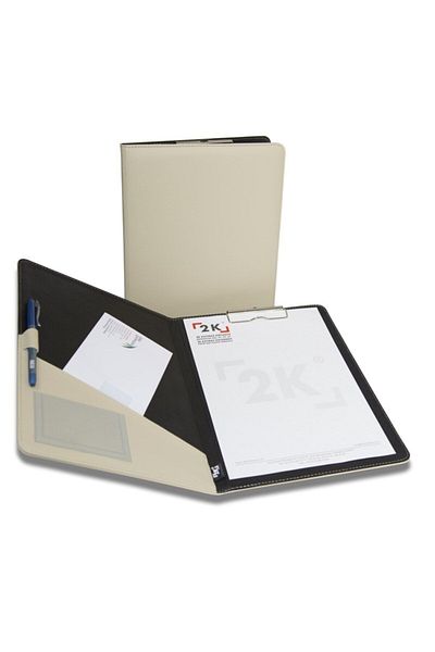 2K Secretarial Tray with Cover Faux Leather A4 - Beige