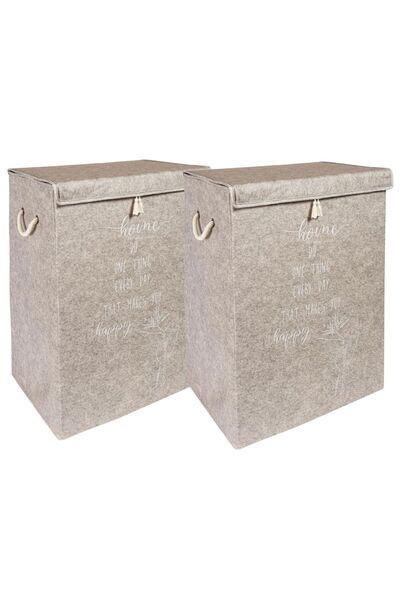 Faiend Σετ 2 τεμαχίων με καλύμματα από τσόχα - Καλάθι βρώμικου ρούχου και πτυ...