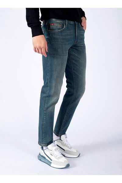 Lee Cooper بنطال جينز رجالي بخصر عادي ونحيف مستقيم 241 LCM 121026 JAGGER FERB NILE BLU