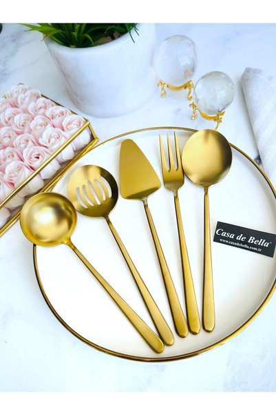 CASA DE BELLA Matte Gold 5 Piece Dali Luxury Service Set
