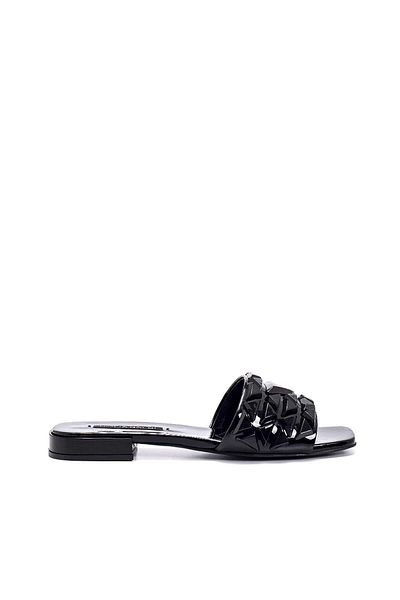 Sofia Baldi Black Zenli Leather Women's Flat Slippers