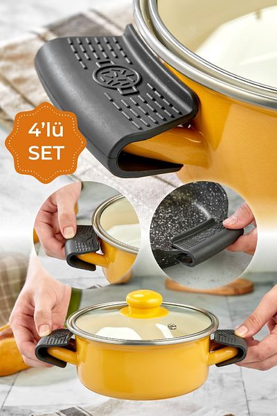 Vienev 4 Pieces Heat Resistant Pot Handle Pan Holder Fireproof Non-Stick