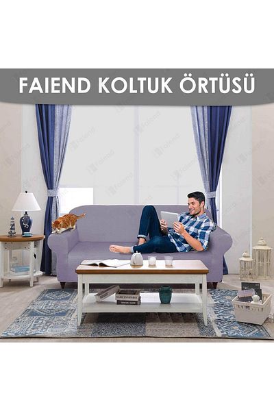 Faiend 3-Seater Dark-Grey Elastic Ballet Sofa Cover - Sofa Covers