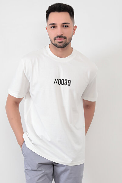 JB John Borners Мъжка бяла тениска 0039 - стандартна кройка и щампа