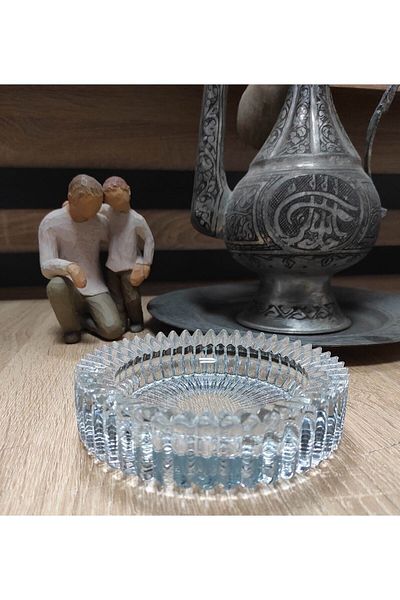 MorzaPazarı Crystal Luxury Glass Ashtray 14cm Transparent