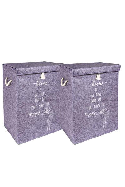 Faiend Σετ 2 τεμαχίων με καλύμματα από τσόχα - Καλάθι βρώμικου ρούχου και πτυ...