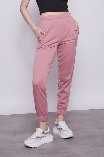 Jument Pantaloni de sport de damă cu talie înaltă, cu buzunare laterale și talie și picioare elastice - Dusty Rose