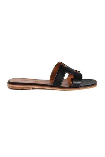 Sofia Baldi Anita Black Leather Women's Flat Slippers