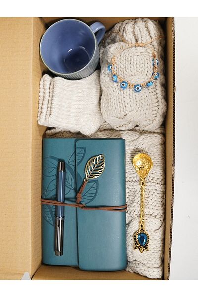 Huge Home Gift Set for Lover, Cream Scarf, Beret, Gloves Set, Gift Package for Girlfriend
