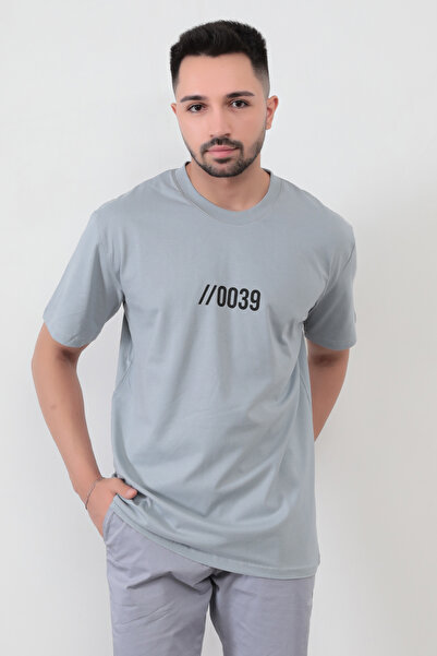 JB John Borners Мъжка светлосива тениска с щампа 0039, стандартна кройка