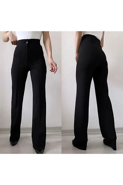NFTY Black High-Waist Shaping Flared Women's Palazzo Pants