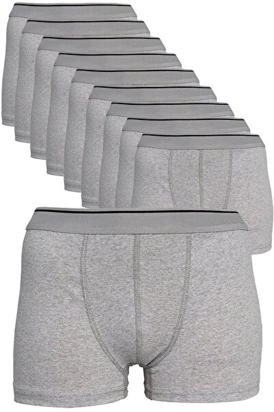 marmara qumasch Grey Men's 10-Pack Boxer Shorts, Plain Cotton with Stretch Fa...
