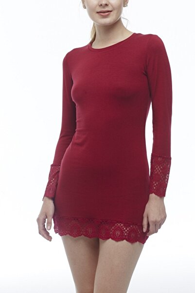 FSM1453 Жіночий модний мереживний топ-туніка з довгим рукавом -2238