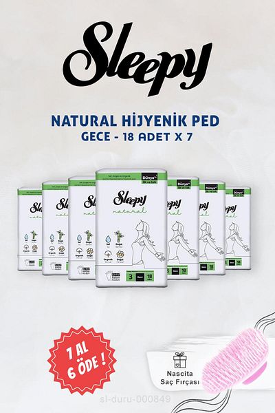Sleepy اشتري 7 وادفع 6 فوط صحية ليلية سليبي ناتشورال فائقة الحساسية 18 قطعة وفرشاة شعر