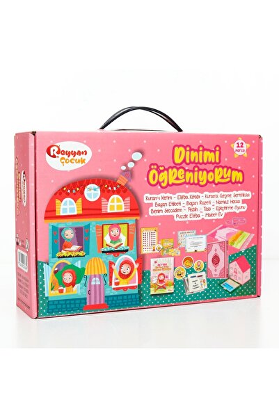 Furkan Neşriyat Reyyan Çocuk 12 Parça Dinimi Öğreniyorum Seti Pembe