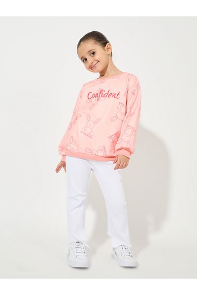 Styli Bear Print Cotton Lightweight Sweatshirt