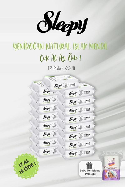 Sleepy Buy 17 Pay 15 Natural Newborn Wet Wipes 90 Pieces And Baby Cotton