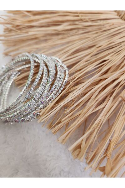 Pelshine Lastikli Zirkon Taşlı Su Yolu Parlak Ince Bileklik (3 ADET FİYATIDIR)