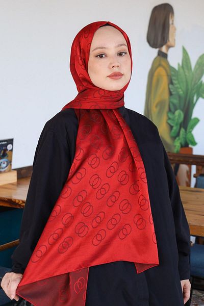 Hint İpek Cotton Jacquard Ring Patterned Shawl