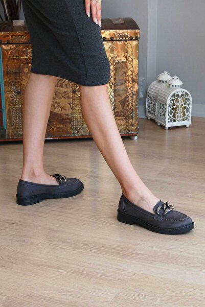 inroen Zincir Detaylı Düz Taban Kadın Loafer