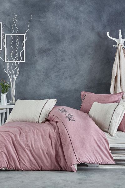Ecocotton Organic Cotton Linen Double Duvet Cover Set 200*220 Alvin Powder