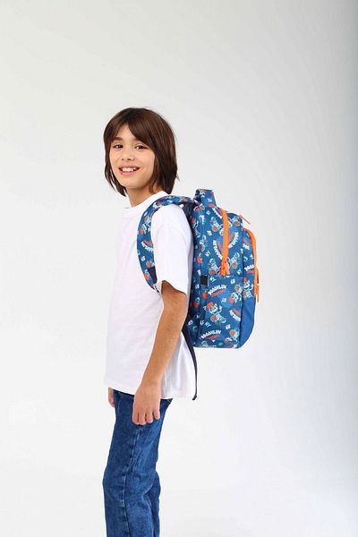 KAUKKO Set de rucsac și geantă de prânz de baschet albastru portocaliu pentru băiat