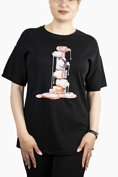 PONÇİK Γυναικείο T-shirt από χτενισμένο βαμβάκι με στάμπα βερνίκι νυχιών 2100...