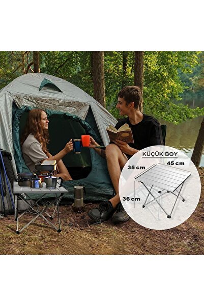 HAEGS Full Alüminyum Katlanır Kamp Sehpası, Plaj, Outdoor Hafif Kamp Piknik Masası Küçük Boy - Gümüş
