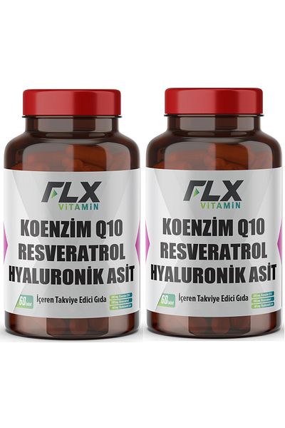 FLX Coenzyme Coenzyme Q-10 200 Mg Hyaluronic Acid Resveratrol 60 Tablets X 2 Box