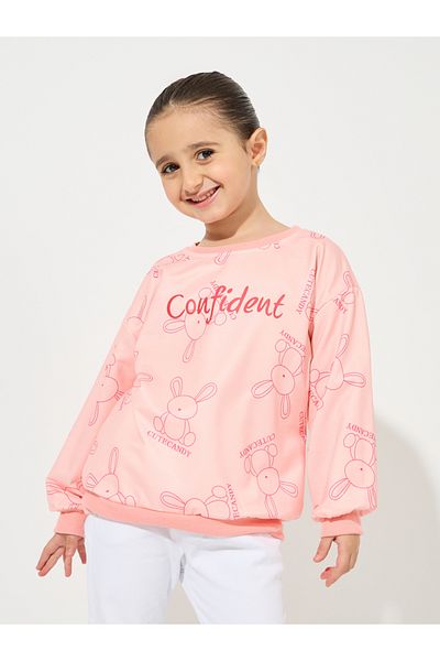 Styli Bear Print Cotton Lightweight Sweatshirt