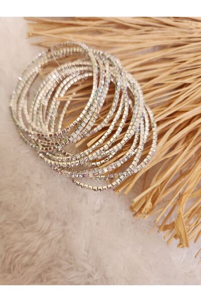 Pelshine Lastikli Zirkon Taşlı Su Yolu Parlak Ince Bileklik (3 ADET FİYATIDIR)