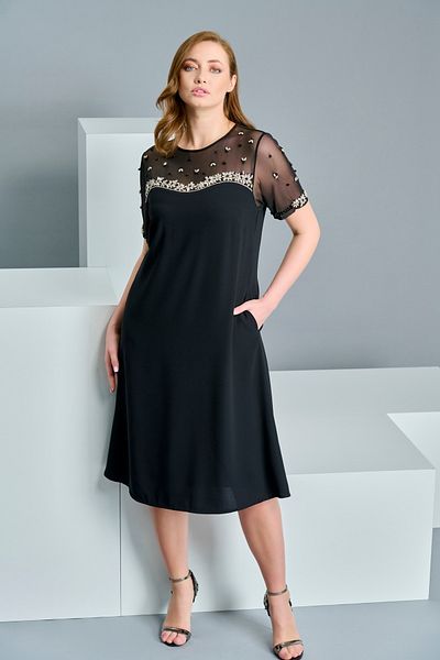 DE WHITES Transparent Shoulder Jewelled Embroidered Dress