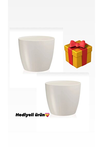 SERİNOVA Yakut saksı 7.4 lt kırık beyaz (2ADET) çiçek saksı